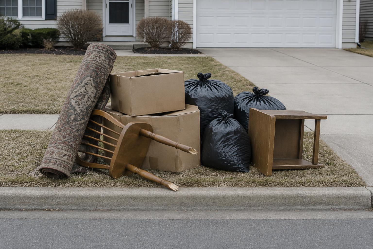 A pile of household junk ready for haul away